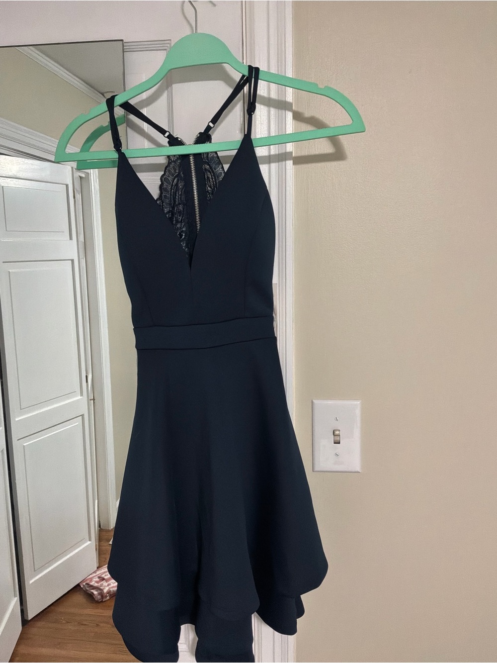 Girls Black Lace-Back One-Piece Dress